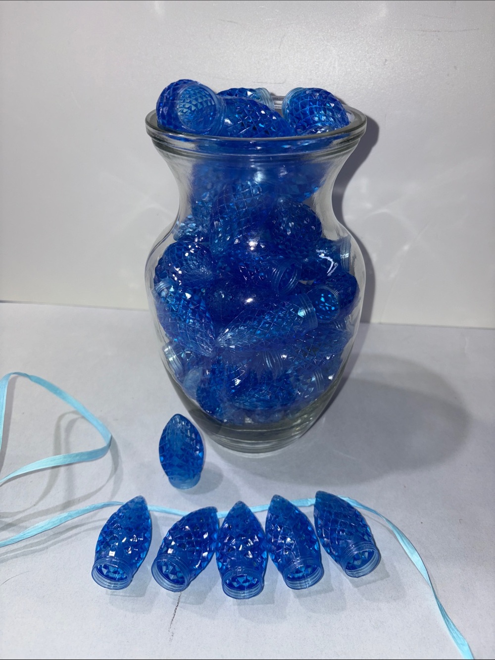 Blue Decorative Plastic Jewel Lights Set of 100 Vintage-Style Bulbs crafts loose